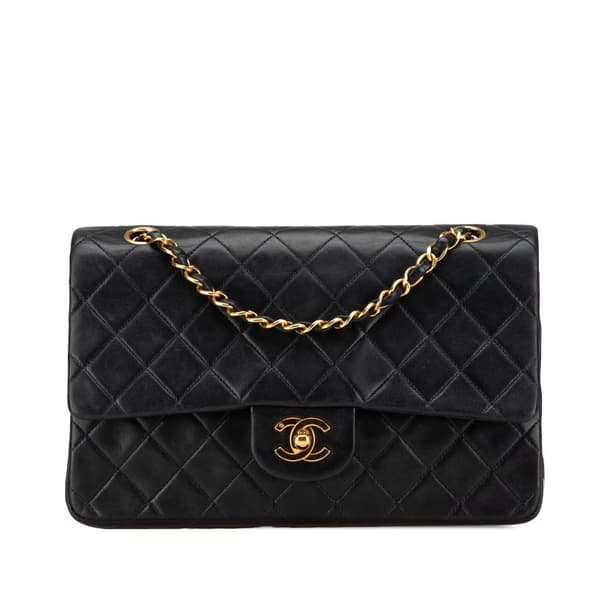 Pre-owned Chanel Medium Classic Lambskin Double Flap Black