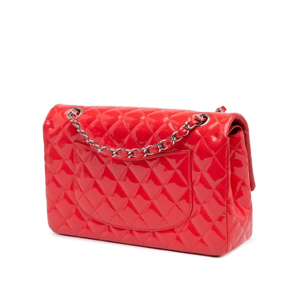 Pre-owned Chanel Medium Classic Patent Double Flap Red