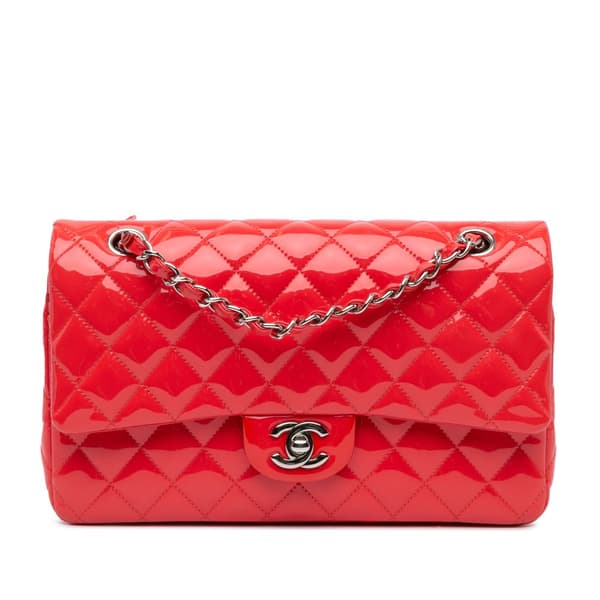 Pre-owned Chanel Medium Classic Patent Double Flap Red
