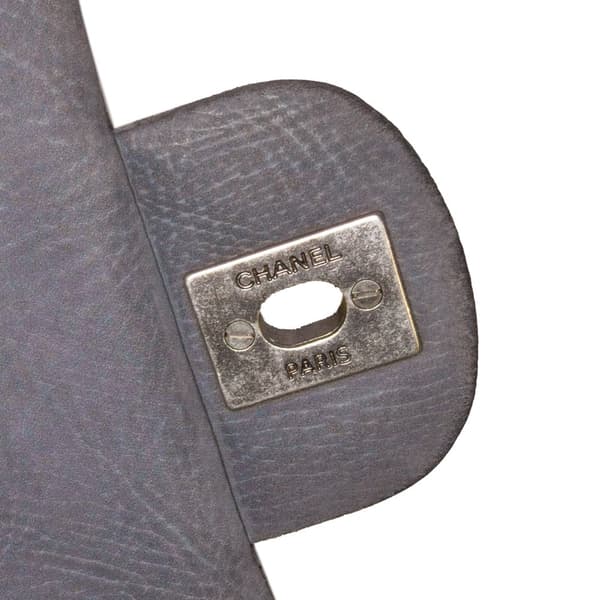 Pre-owned Chanel Medium Classic Nubuck Double Flap Gray