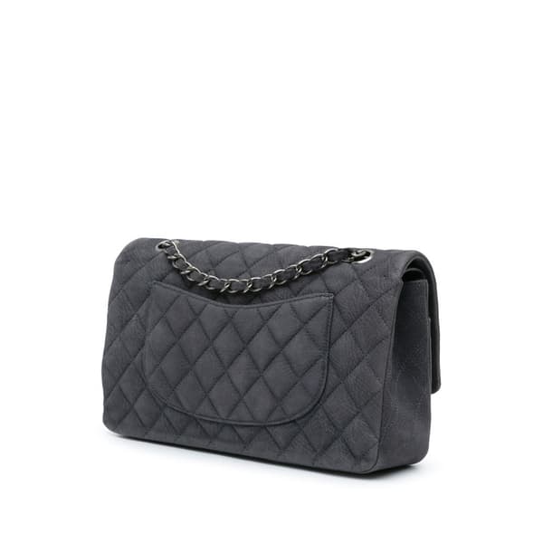 Pre-owned Chanel Medium Classic Nubuck Double Flap Gray