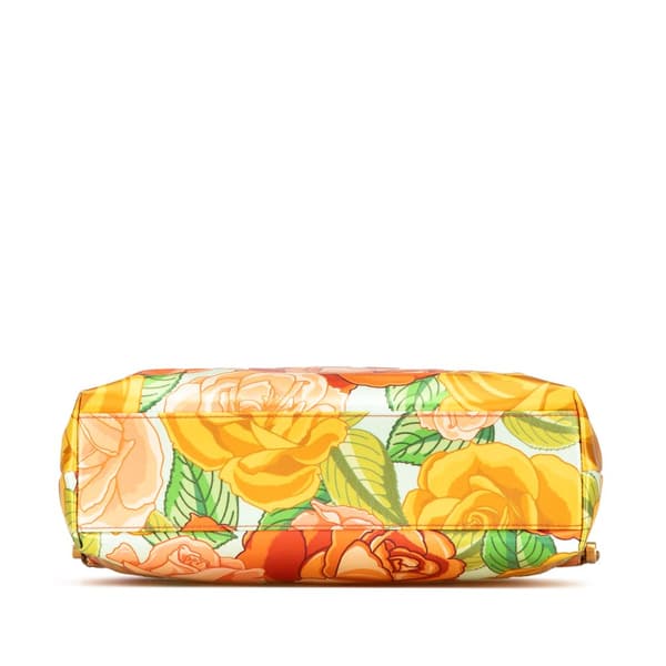 Pre-owned Saint Laurent Medium Silk Floral Print Sac Charniere Bag Yellow