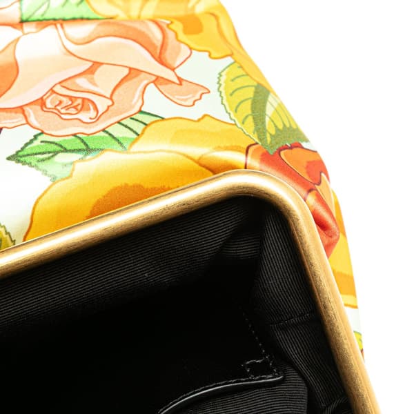 Pre-owned Saint Laurent Medium Silk Floral Print Sac Charniere Bag Yellow