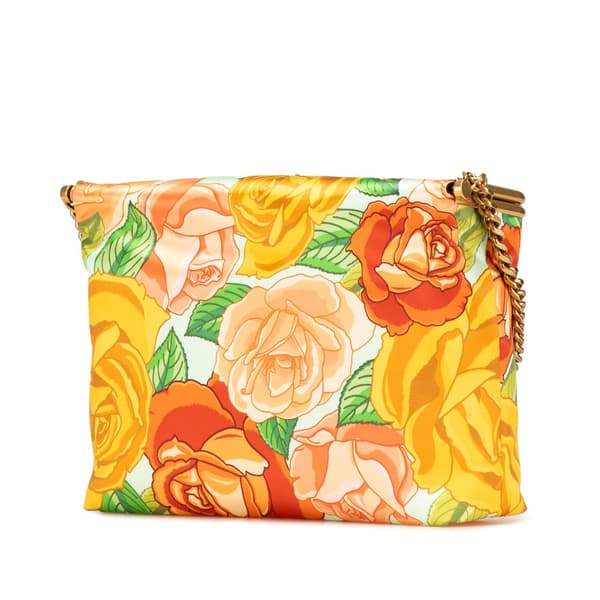Pre-owned Saint Laurent Medium Silk Floral Print Sac Charniere Bag Yellow