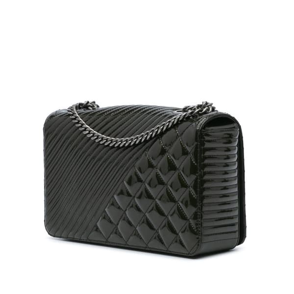 Pre-owned Chanel Medium Patent Coco Boy Flap Black