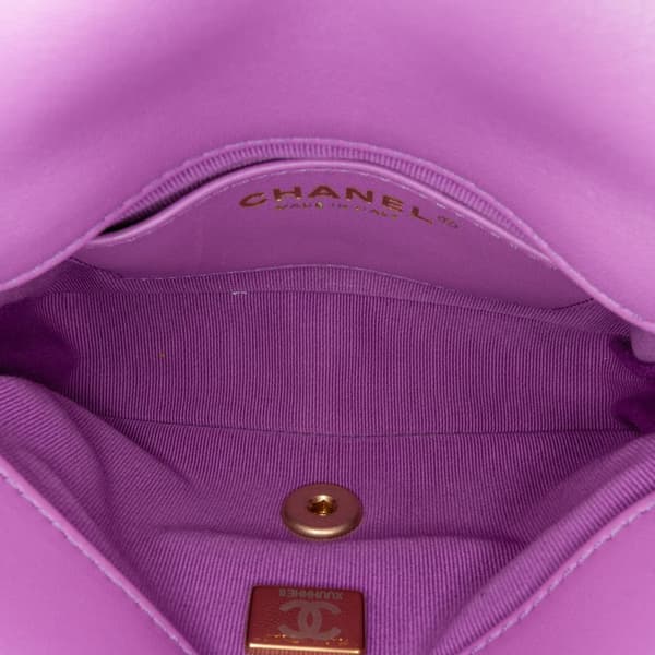 Pre-owned Chanel Mini Quilted Lambskin Funky Town Flap Purple