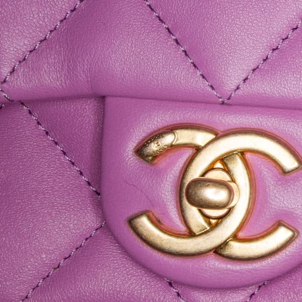 Pre-owned Chanel Mini Quilted Lambskin Funky Town Flap Purple