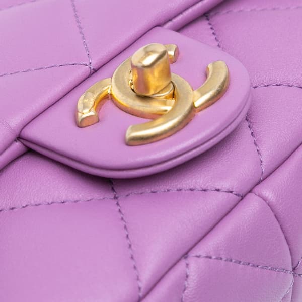 Pre-owned Chanel Mini Quilted Lambskin Funky Town Flap Purple