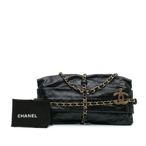 Pre-owned Chanel Quilted Calfskin Midnight Swim Baluchon Bag Black