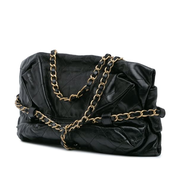 Pre-owned Chanel Quilted Calfskin Midnight Swim Baluchon Bag Black