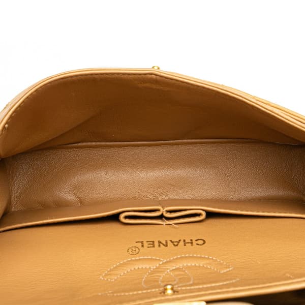 Pre-owned Chanel Small Classic Lambskin Double Flap Brown