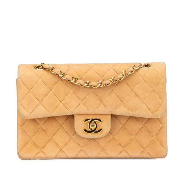Pre-owned Chanel Small Classic Lambskin Double Flap Brown