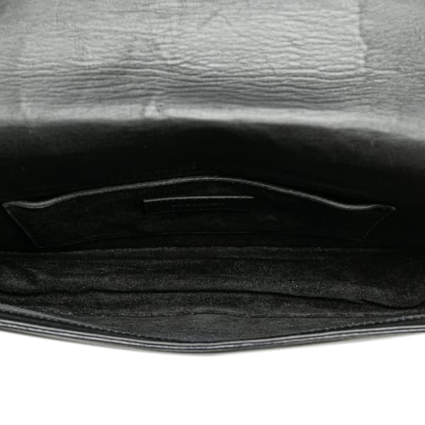 Pre-owned Saint Laurent Quilted Lambskin Babylone Flap Shoulder Bag Black