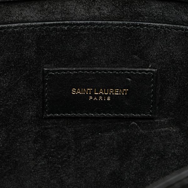 Pre-owned Saint Laurent Quilted Lambskin Babylone Flap Shoulder Bag Black