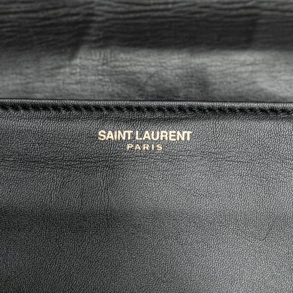 Pre-owned Saint Laurent Quilted Lambskin Babylone Flap Shoulder Bag Black