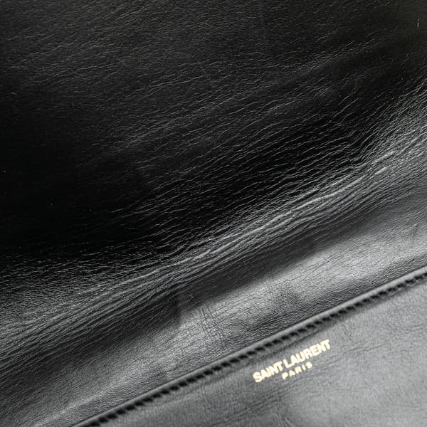Pre-owned Saint Laurent Quilted Lambskin Babylone Flap Shoulder Bag Black
