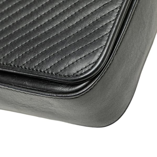 Pre-owned Saint Laurent Quilted Lambskin Babylone Flap Shoulder Bag Black