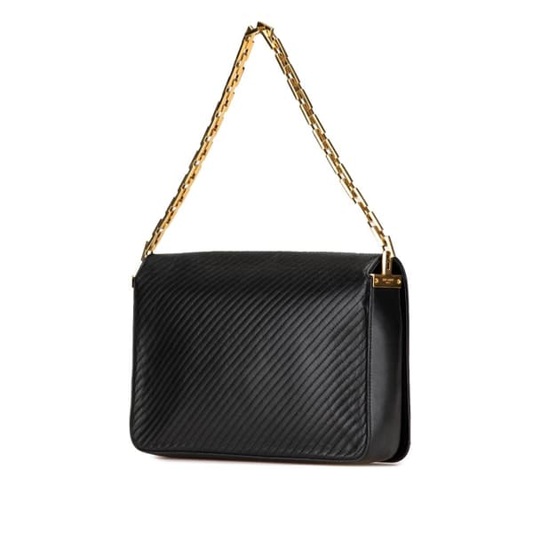 Pre-owned Saint Laurent Quilted Lambskin Babylone Flap Shoulder Bag Black