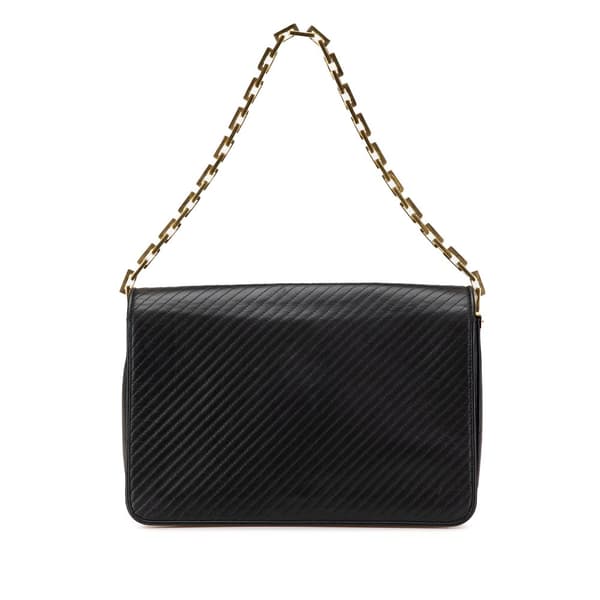 Pre-owned Saint Laurent Quilted Lambskin Babylone Flap Shoulder Bag Black