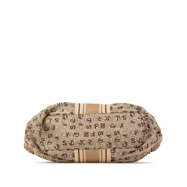 Pre-owned Ferragamo Printed Canvas Shoulder Bag Brown