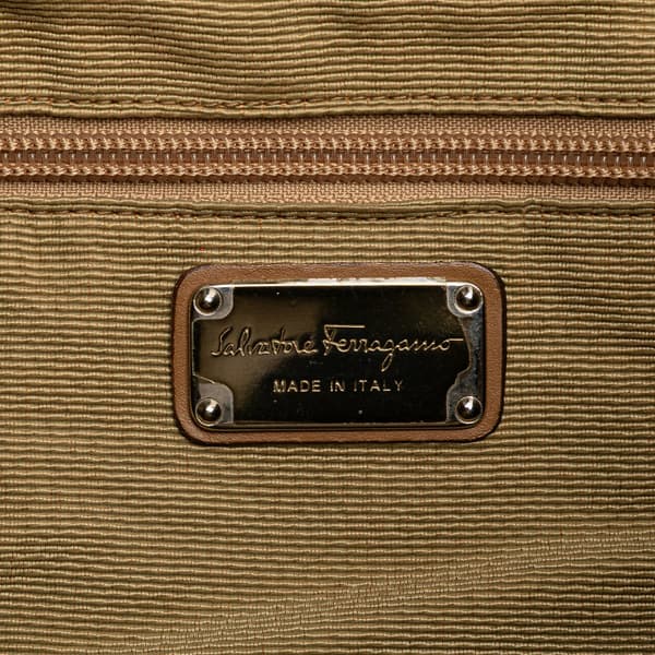 Pre-owned Ferragamo Printed Canvas Shoulder Bag Brown