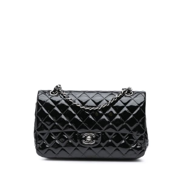 Pre-owned Chanel Medium Classic Patent Double Flap Black