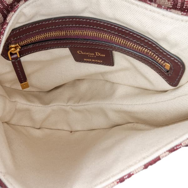 Pre-owned Dior Oblique Canvas Saddle Bag Red
