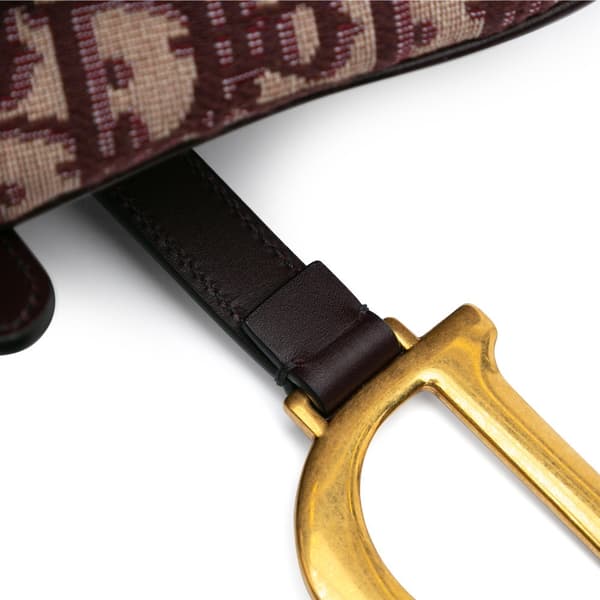 Pre-owned Dior Oblique Canvas Saddle Bag Red