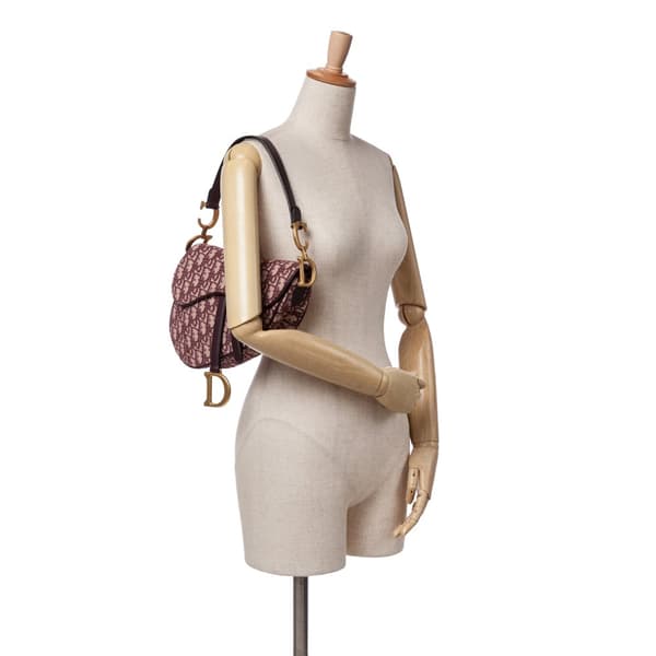 Pre-owned Dior Oblique Canvas Saddle Bag Red