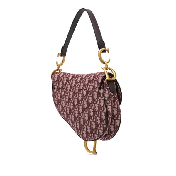 Pre-owned Dior Oblique Canvas Saddle Bag Red
