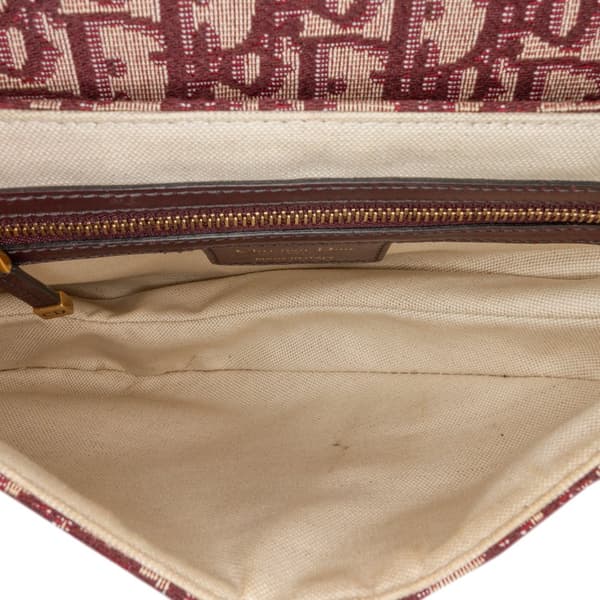Pre-owned Dior Oblique Canvas Saddle Bag Red