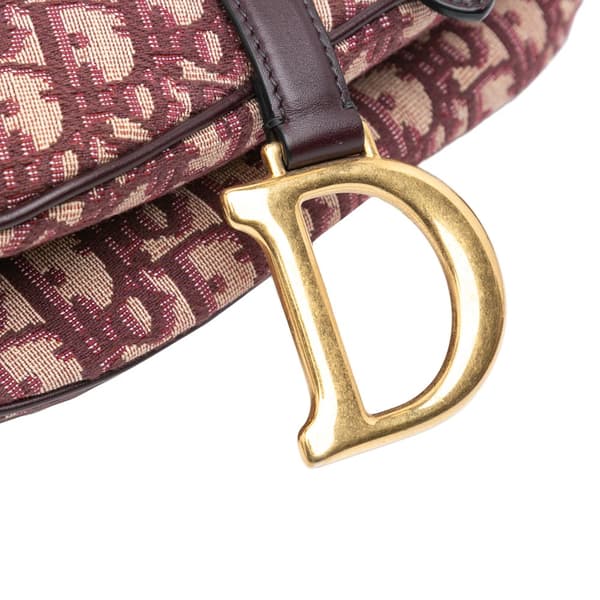 Pre-owned Dior Oblique Canvas Saddle Bag Red