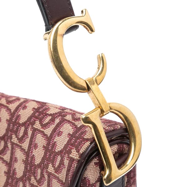 Pre-owned Dior Oblique Canvas Saddle Bag Red