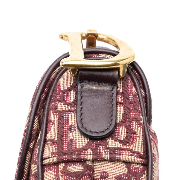 Pre-owned Dior Oblique Canvas Saddle Bag Red