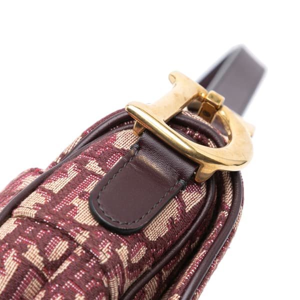 Pre-owned Dior Oblique Canvas Saddle Bag Red