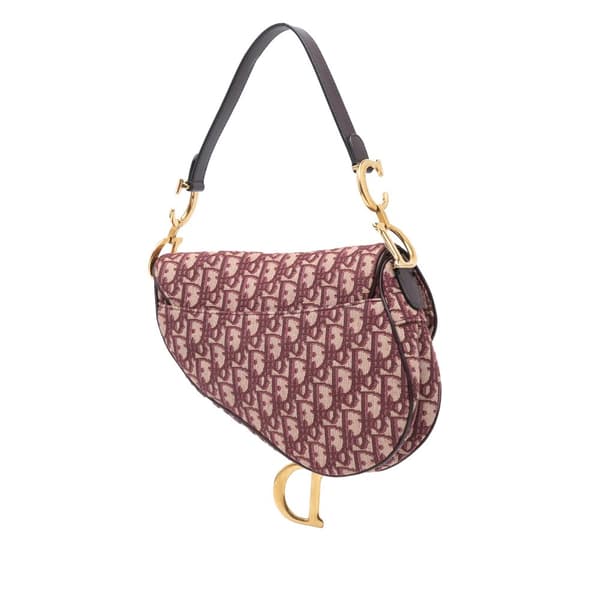 Pre-owned Dior Oblique Canvas Saddle Bag Red