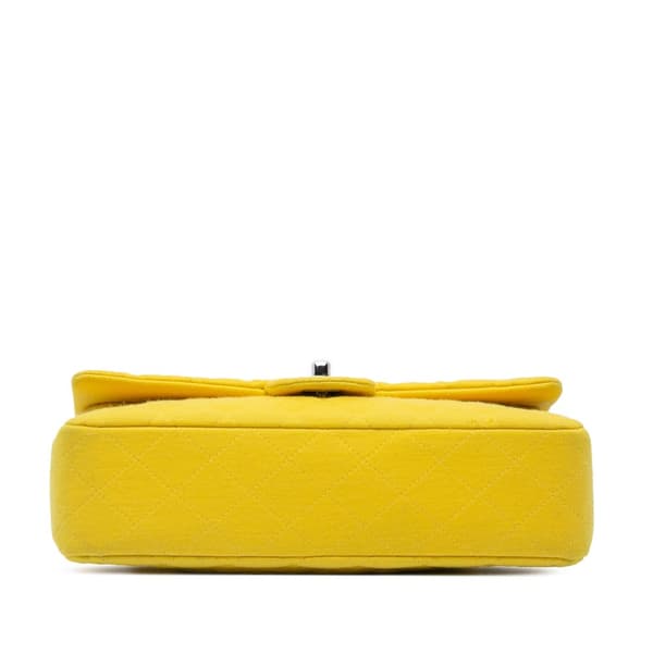 Pre-owned Chanel Medium Classic Jersey Double Flap Yellow