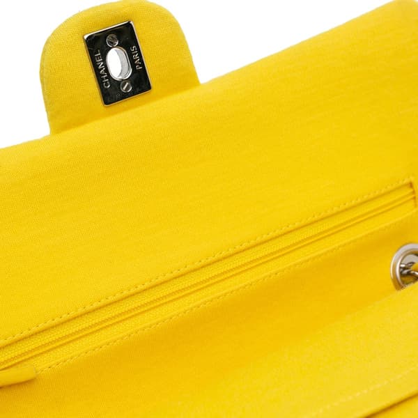 Pre-owned Chanel Medium Classic Jersey Double Flap Yellow