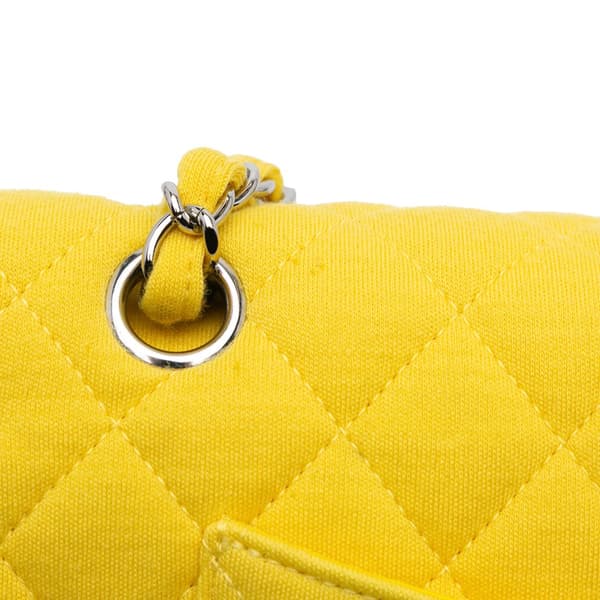 Pre-owned Chanel Medium Classic Jersey Double Flap Yellow