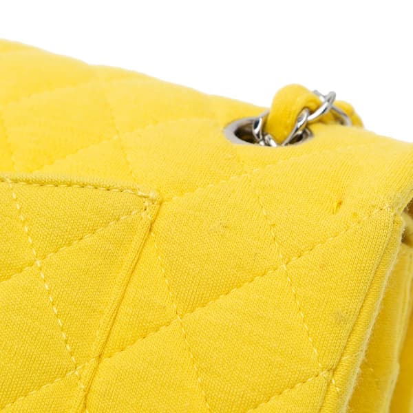 Pre-owned Chanel Medium Classic Jersey Double Flap Yellow