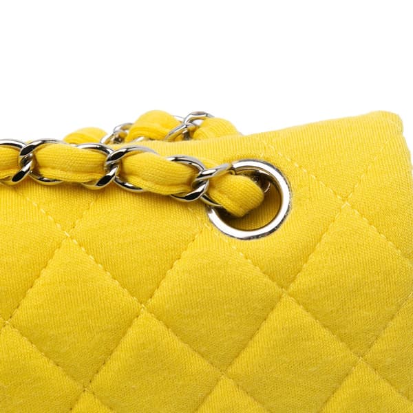 Pre-owned Chanel Medium Classic Jersey Double Flap Yellow