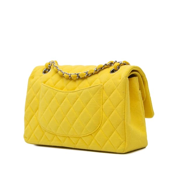 Pre-owned Chanel Medium Classic Jersey Double Flap Yellow