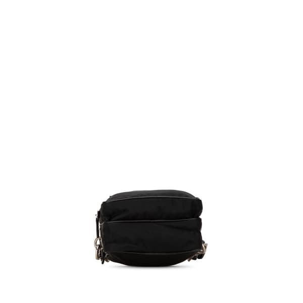 Pre-owned Prada Saffiano Trimmed Tessuto Shoulder Bag Black