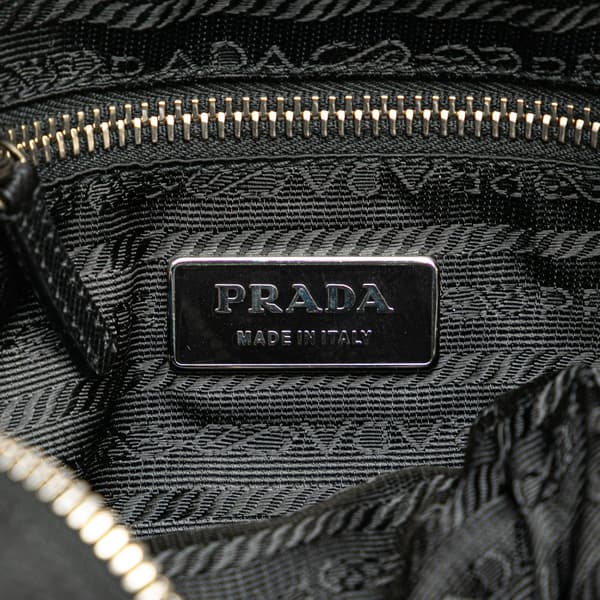Pre-owned Prada Saffiano Trimmed Tessuto Shoulder Bag Black