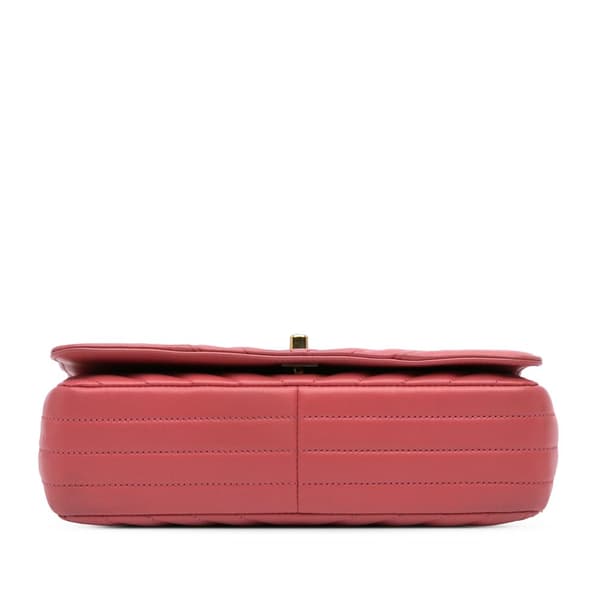 Pre-owned Chanel Medium Chevron Lambskin Statement Flap Pink