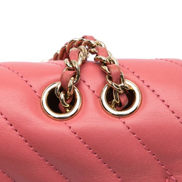 Pre-owned Chanel Medium Chevron Lambskin Statement Flap Pink