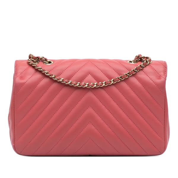 Pre-owned Chanel Medium Chevron Lambskin Statement Flap Pink