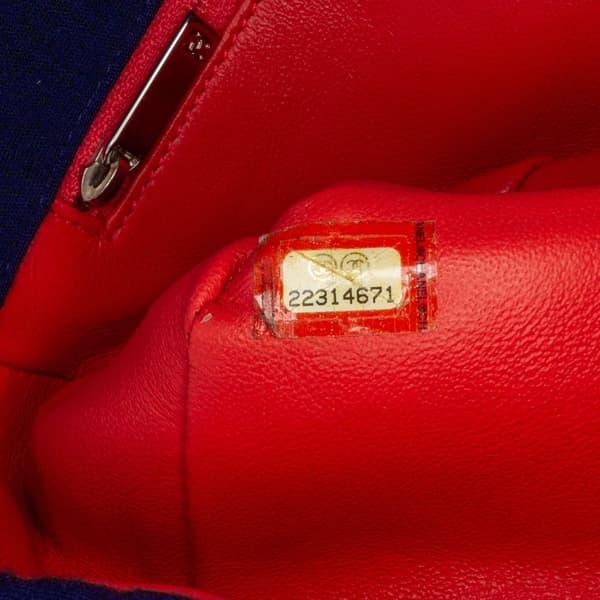 Pre-owned Chanel Medium Vertical Quilted Jersey Chain Flap Blue