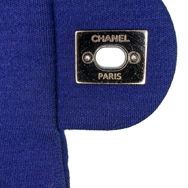 Pre-owned Chanel Medium Vertical Quilted Jersey Chain Flap Blue