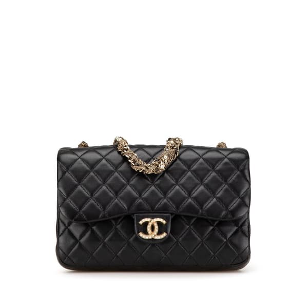 Pre-owned Chanel Medium Quilted Lambskin Westminster Pearl Flap Black